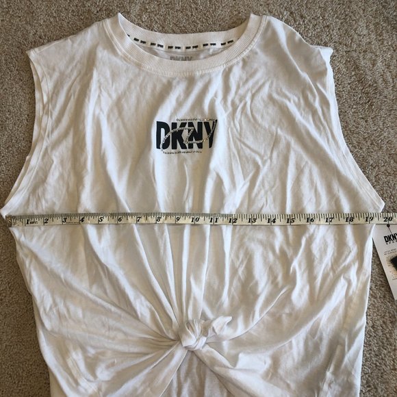 NWT DKNY Women's Logo Sport White Tank Top Tee - Picture 9 of 10
